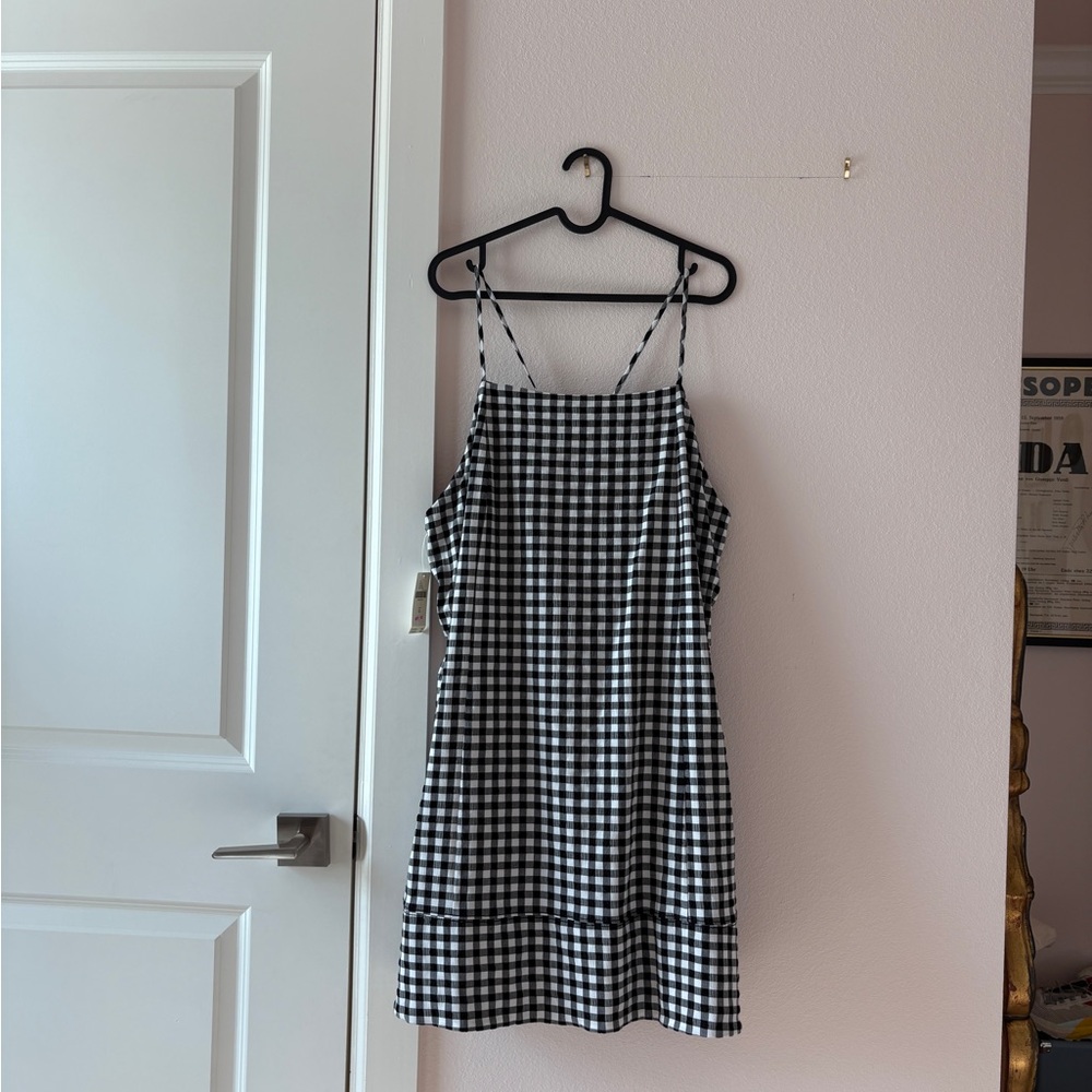 Anthropologie Black and White Gingham Mini Dress
